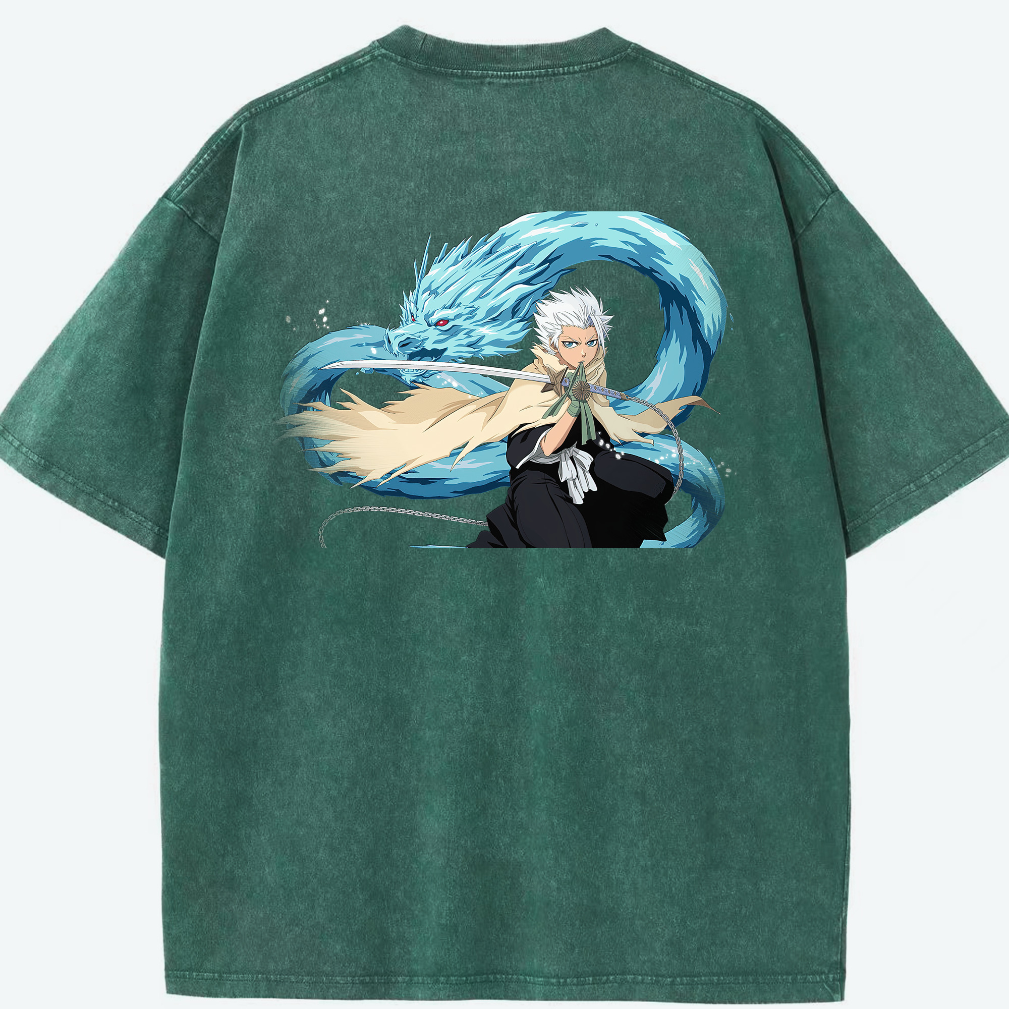 （画像用） ブリーチ 日番谷冬獅郎（ひつがや とうしろう） BLEACH Hitsugaya Toushirou 綿100% ヴィンテージ風 半袖Tシャツ（背面プリント）